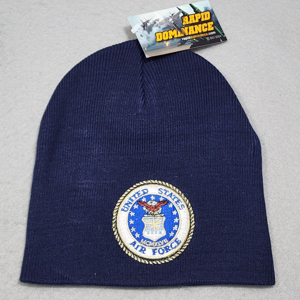 United States Air Force Military Blue Beanie Skull Ski Cap - Rapid Dominance NIP
